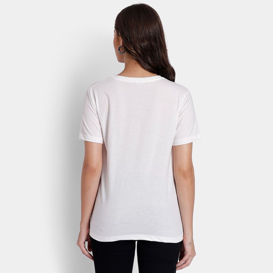 Ladies' Round Neck T-Shirt, ऑफ व्हाइट, large image number null
