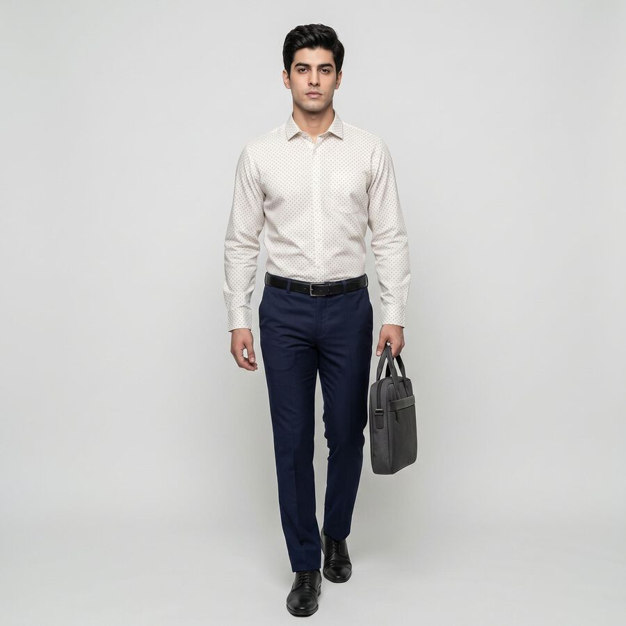 Men's Beige Geometric Formal Shirt, Beige, large