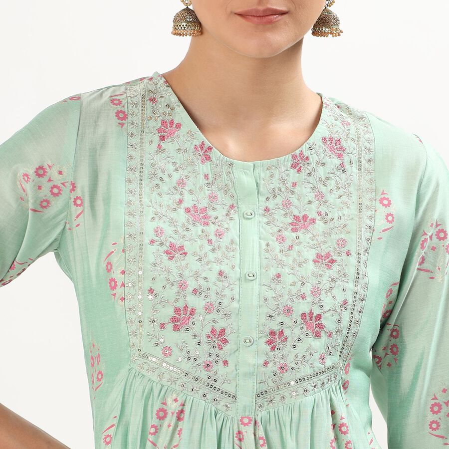 Women's Light Mint Green Embroidered Ethnic Set, Light Green, large image number null