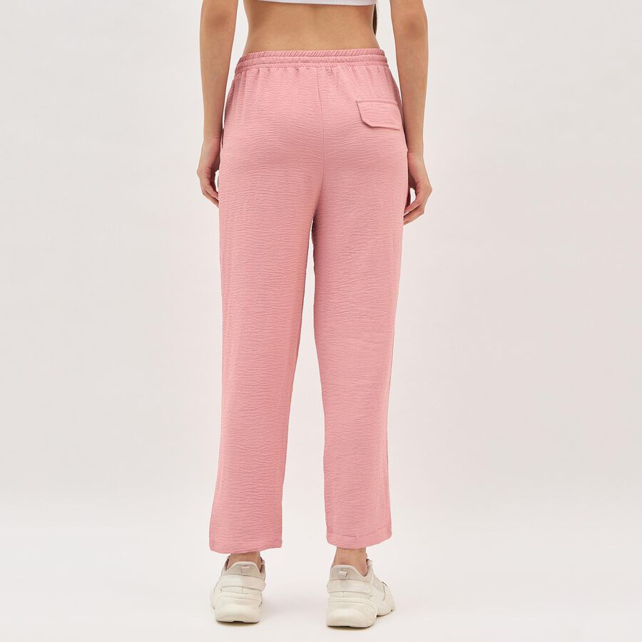 Women's Dusty Rose Relaxed Fit Textured Track Pants, गुलाबी, large image number null