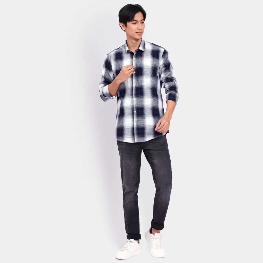 Men's 100% Cotton Casual Shirt, गहरा नीला, large image number null