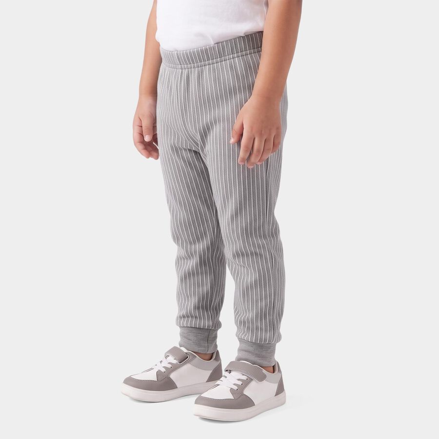 Boys Grey Striped Long Johns Thermal, Melange Light Grey, large