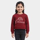 Girls' Maroon Crew Neck Graphic Print Sweatshirt, मरून, small