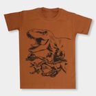 Boys' Burnt Sienna Brown Round Neck Half Sleeves T-Shirt, भूरा, small image number null