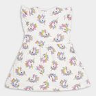 Girls' Bright White Unicorn Printed A-Line Frock, Off White, small image number null