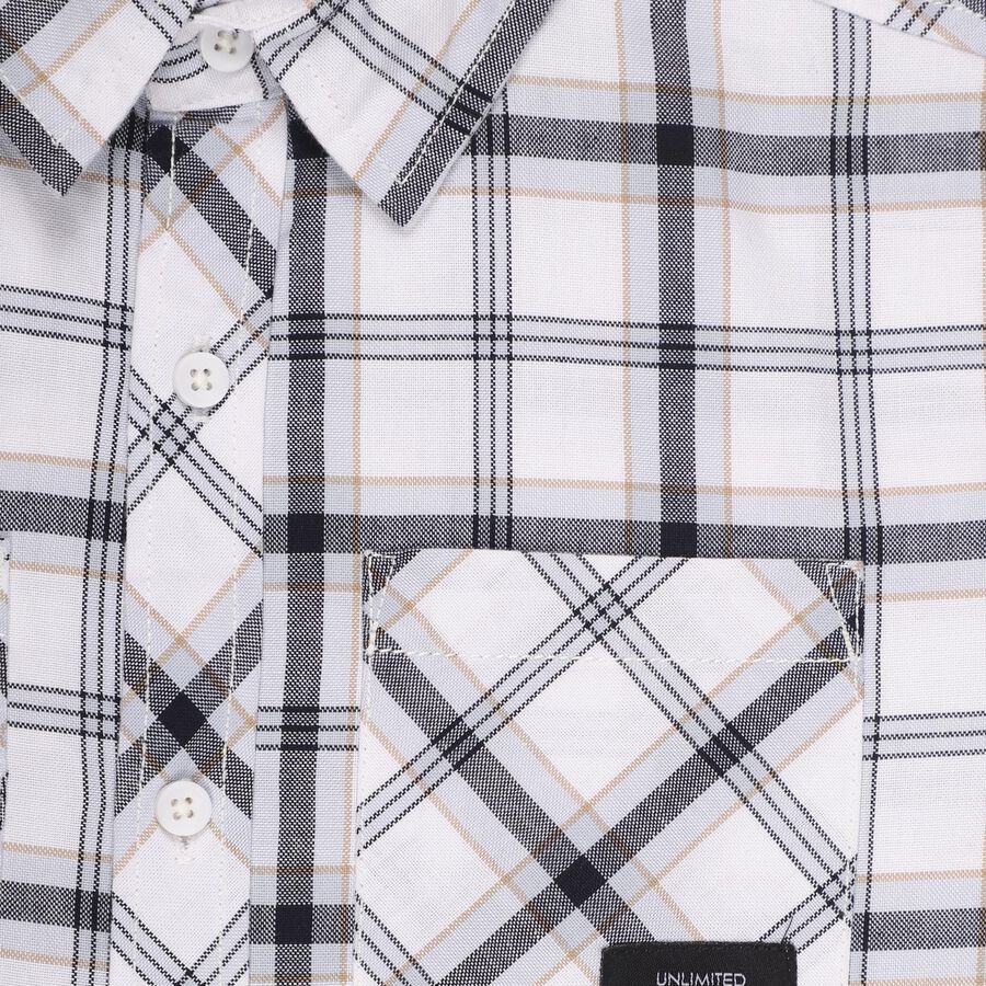 Boys Rich Eggshell White Spread Collar Casual Shirt, सफ़ेद, large image number null