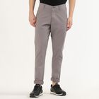 Men's Muted Taupe Slim Fit Flat-Front Casual Trousers, हल्का ग्रे, small image number null