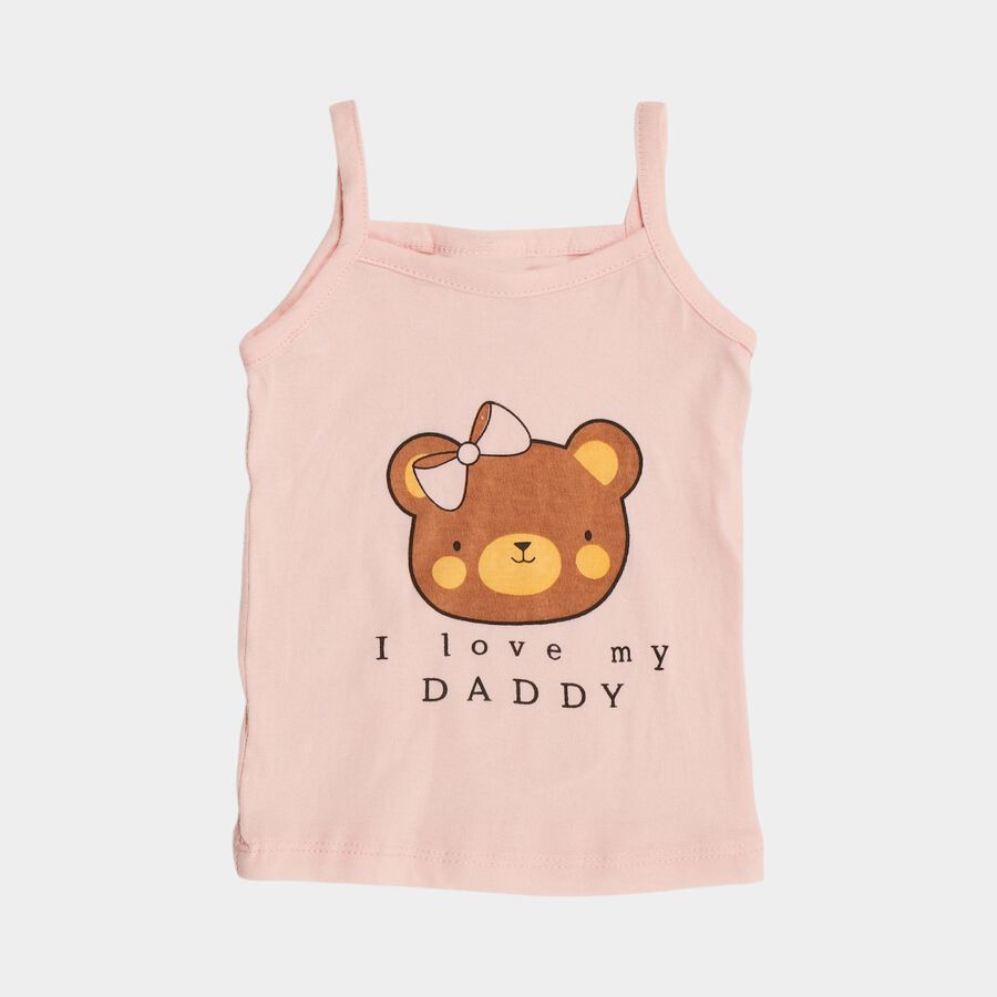 Infants' Pink Cotton Round Neck Casual Vest, Light Pink, large