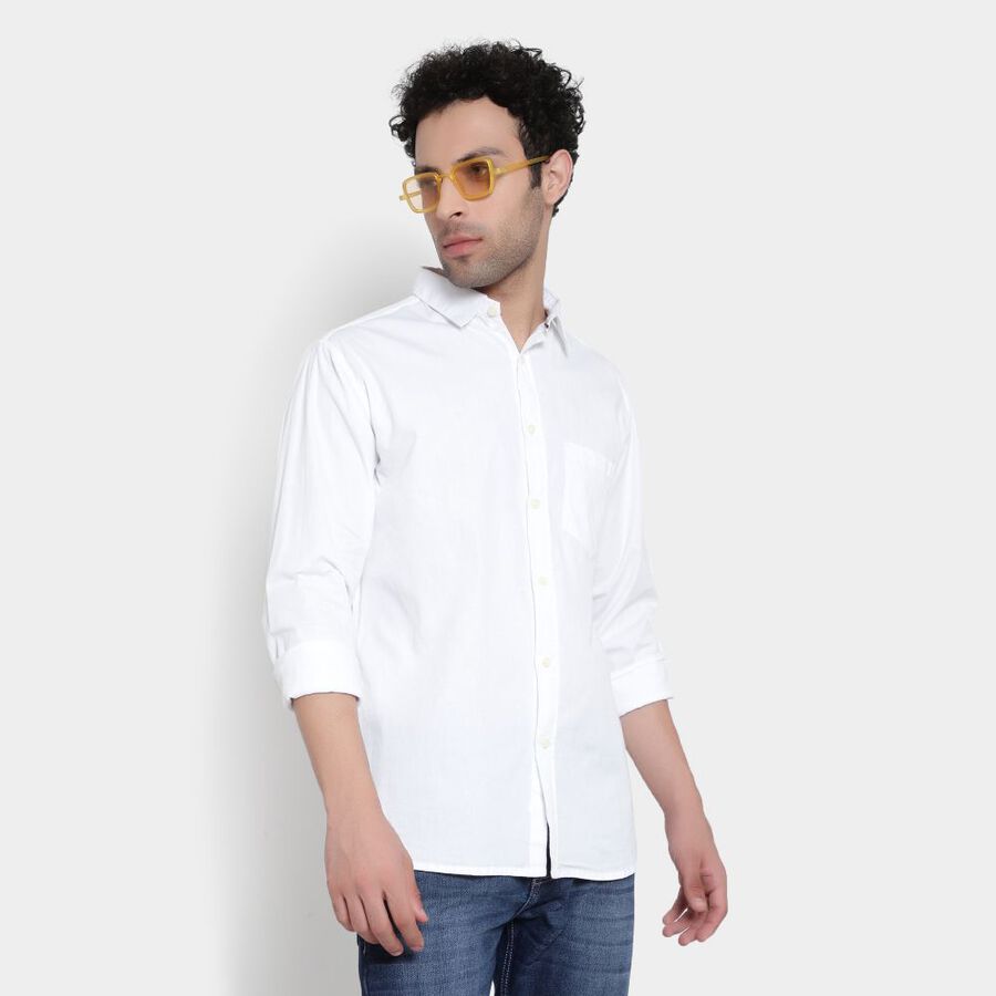 Cotton Solid Casual Shirt, White, large image number null