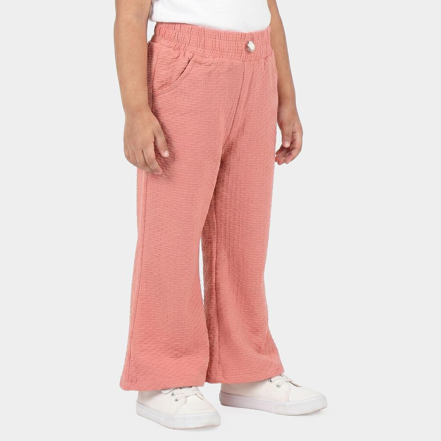 Girls Pink Wide Leg Textured Trousers, Pink, large