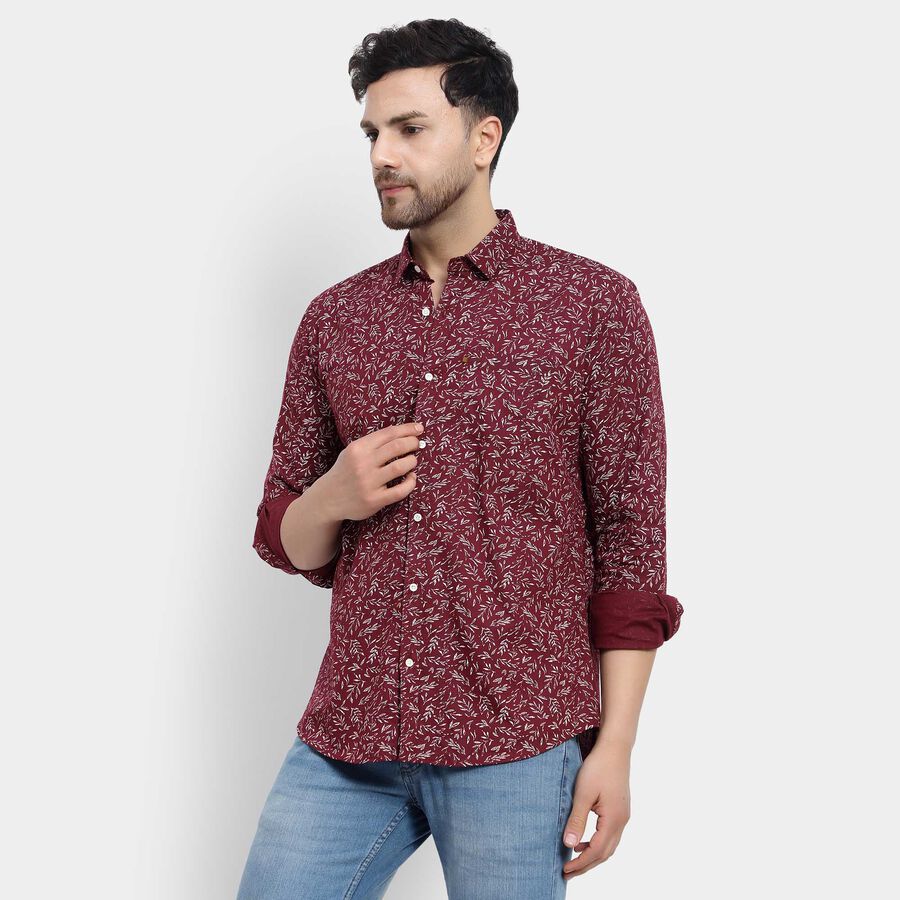 Cotton Printed Casual Shirt, Maroon, large image number null