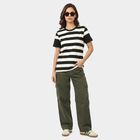Women's Black Round Neck Regular T-Shirt, Black, small