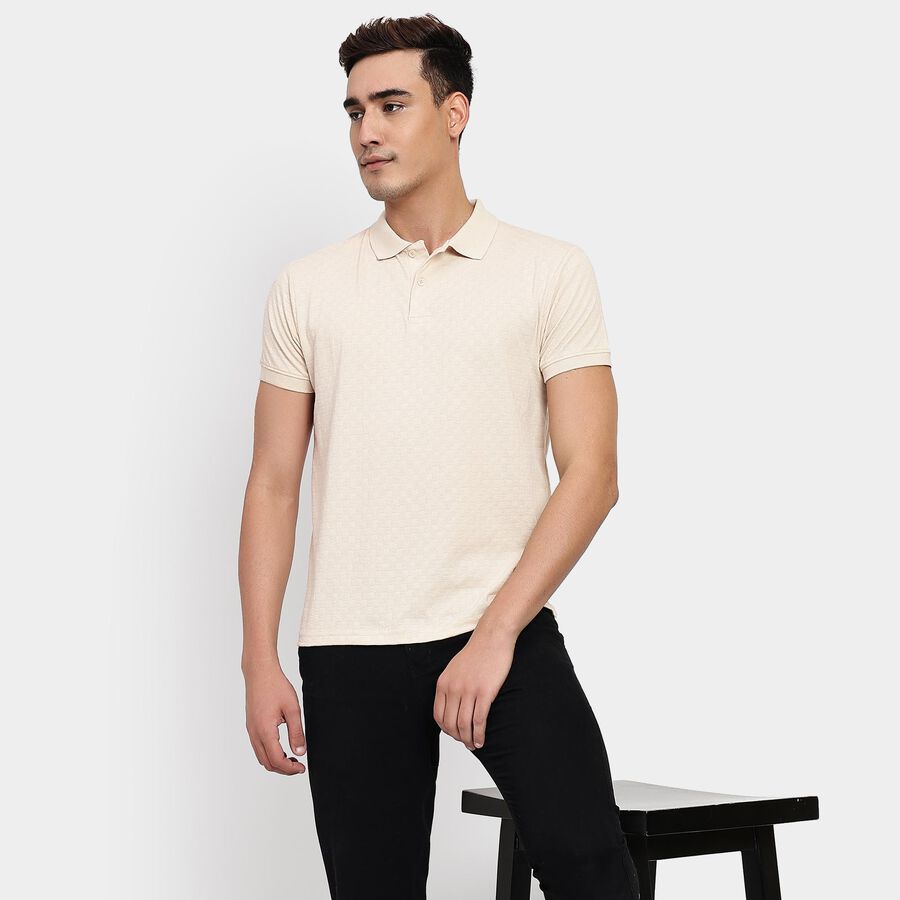 Men's Collared Half Sleeves T-Shirt, एक्रू मिश्रित, large image number null