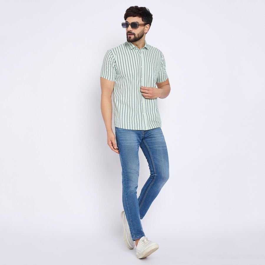 Men's 100% Cotton Casual Shirt , Light Green, large