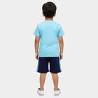 Boys' Light Blue 100% Cotton Round Neck Graphic Printed Baba Suit, Light Blue, small