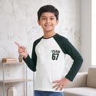 Boys White Round Neck Raglan Boys T-Shirt, White, small