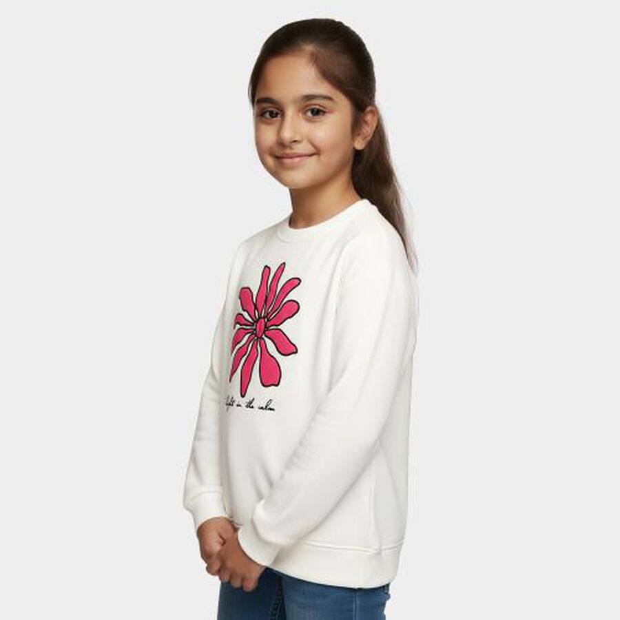 Girls' Sweatshirt, ऑफ व्हाइट, large image number null
