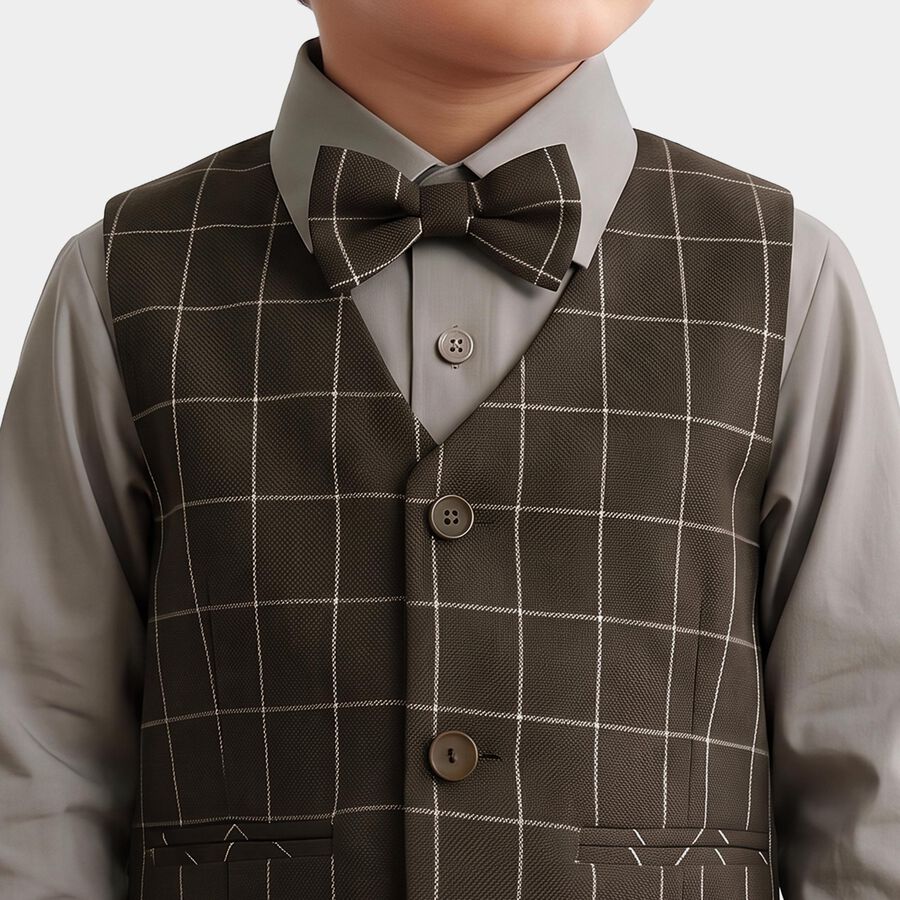 Boys Grey Cotton Casual Shirt, Light Grey, large