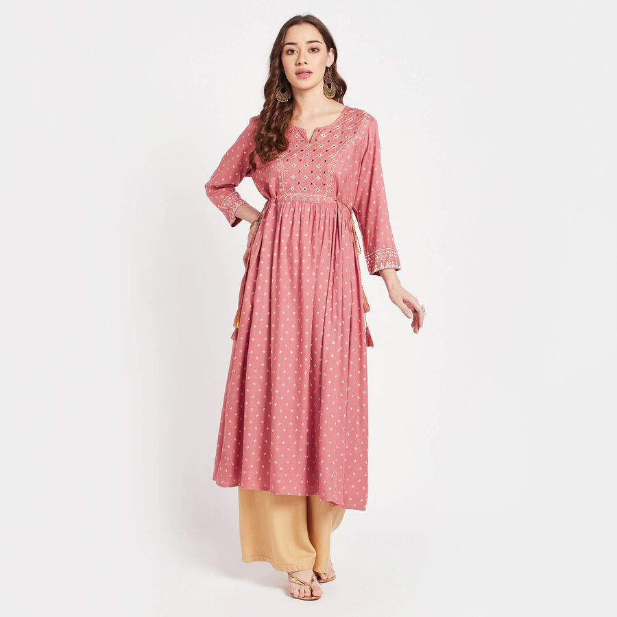 Embroidered Kurta, Peach, large image number null