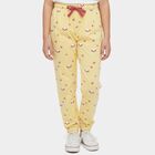 Girls Yellow Regular Fit Heart Printed Pyjama, Yellow, small