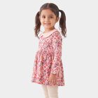 Infants Pink Cotton Peter Pan Neck Regular Dress, Light Pink, small
