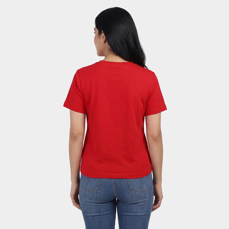 Women's Fuchsia Cotton Round Neck Graphic T-Shirt, रानी (फ्यूशिया), large