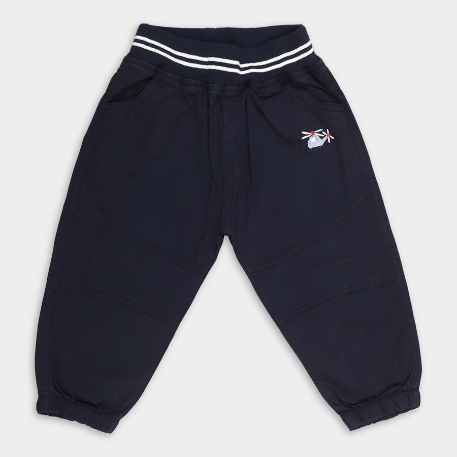 Infants' Deep Navy Blue Elastic Waist Jogger Trousers, Navy Blue, large image number null