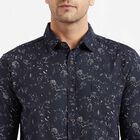 Cotton Printed Casual Shirt, Navy Blue, small image number null