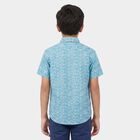 Boys Light Blue Floral Regular Fit Casual Shirt, Light Blue, small