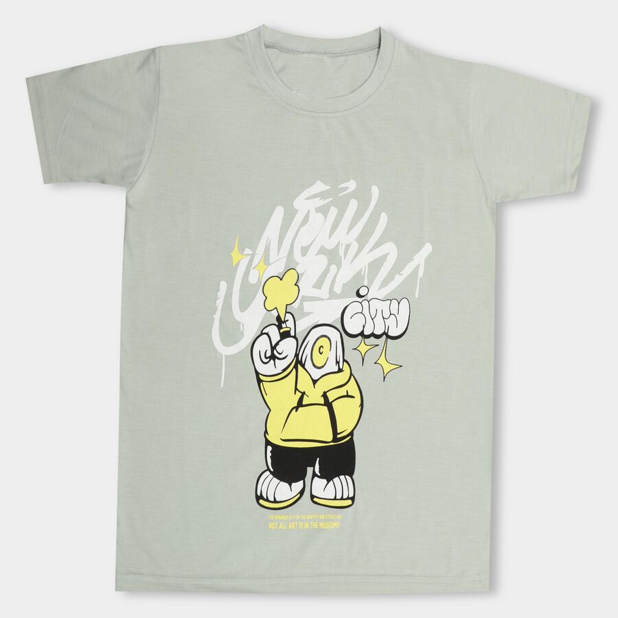 Boys' Half Sleeves T-Shirt, Light Green, large image number null