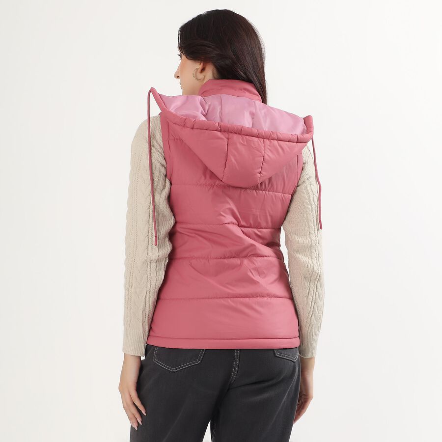 Women's Dusty Rose High Neck Casual Sleeveless Jacket, Purple, large image number null