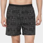 Men's Black Classic Fit Geometric Printed Boxers, काला, small