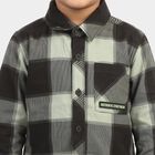 Boys Olive Green Cotton Long Sleeve Collared Shirt, Olive, small