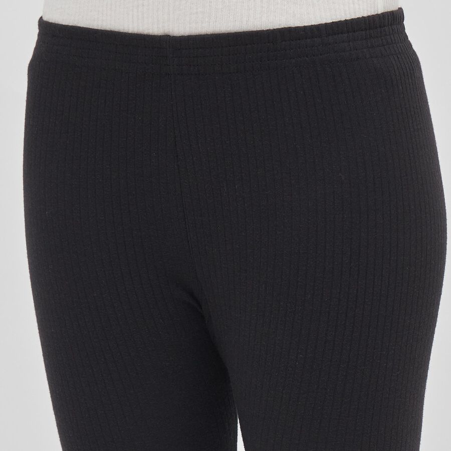 Women's Black Thermal Leggings, Black, large image number null