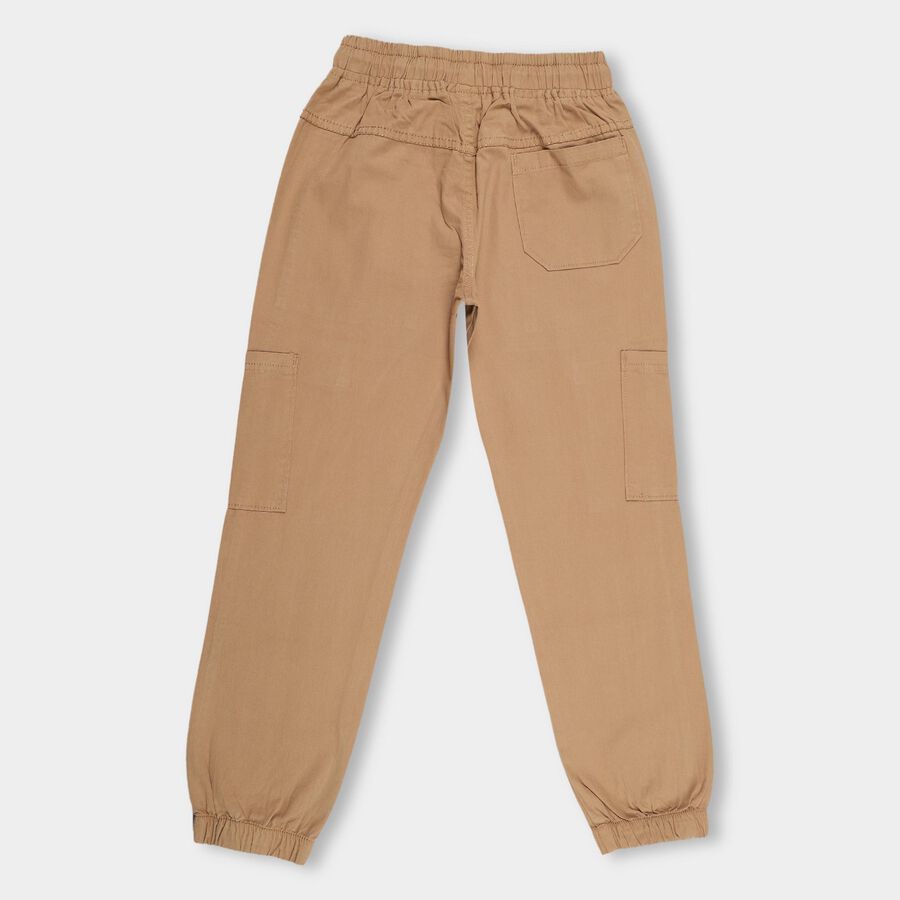 Boys' Camel Brown Regular Fit Jogger Trousers, खाकी, large image number null
