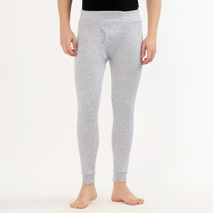 Men's Light Grey Slim Fit Thermal Lower, Melange Mid Grey, large image number null