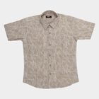Boys' Beige Cotton Spread Collar Casual Shirt, Beige, small