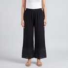 Women's Black Wide-Leg Solid Palazzos, काला, small