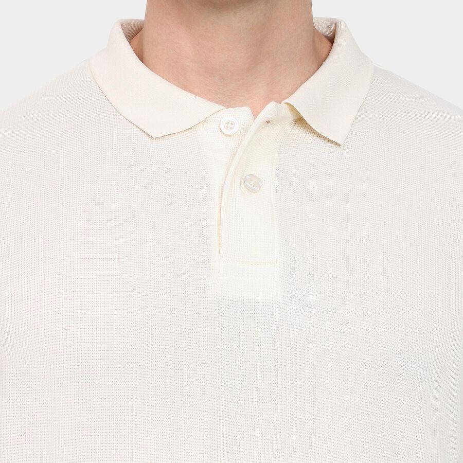 Men's Collared Half Sleeves T-Shirt, ऑफ व्हाइट, large image number null