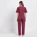 Cotton Printed Night Suit, Maroon, small image number null