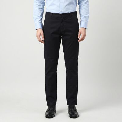 Men's Navy Blue Slim Fit Casual Trousers