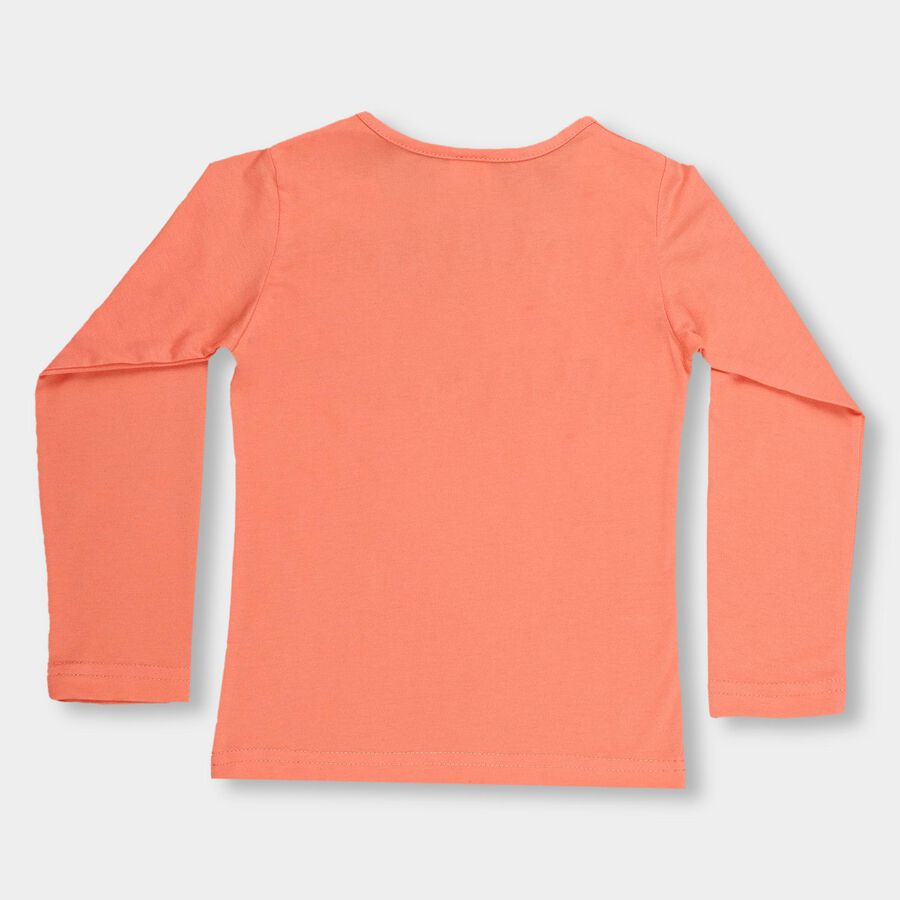 Girls' Bright Orange Round Neck Casual Top, नारंगी, large image number null