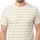 Men's White Round Neck Regular T-Shirt, Off White, small