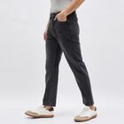 Men's Charcoal Black Straight Fit Stone-Wash Jeans, Dark Grey, small image number null