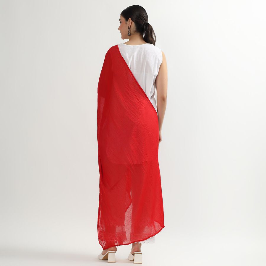 Women's Vibrant Red Crinkled Dupatta, Red, large image number null
