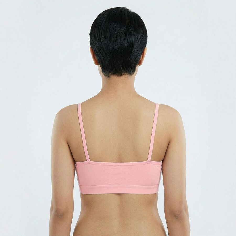 Women's Pink Cotton Blend Scoop Neck Minimalist Bra, Light Pink, large