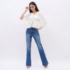 Women's Soft White Floral V Neck Bohemian Shirt&nbsp;, Light Blue, small