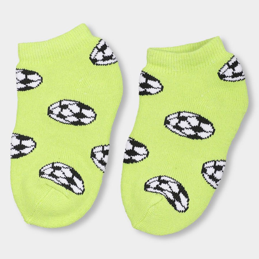 Boys' Bright Lime Green And Deep Navy Color-Blocked Jacquard Socks, Light Green, large image number null