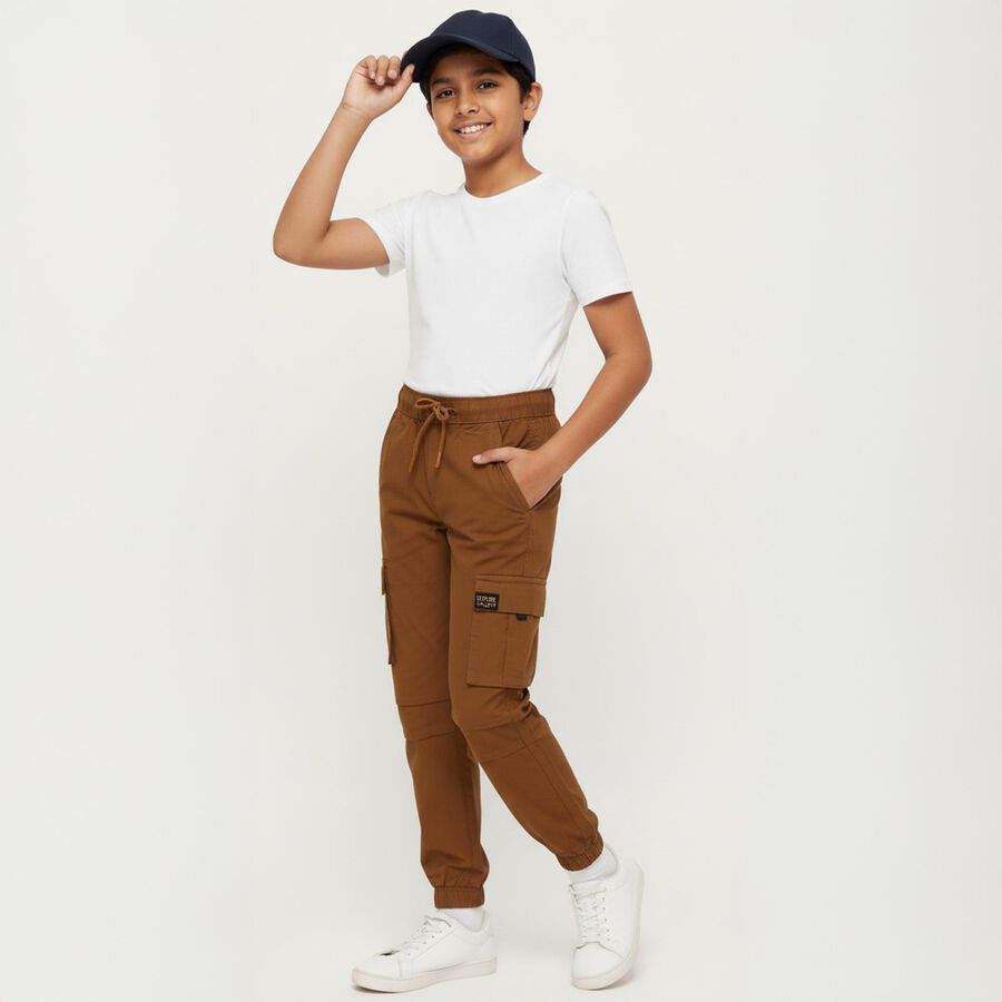 Boys' 100% Cotton Trouser, भूरा, large image number null