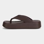 Women's Brown Platform Flip-Flops, भूरा, small